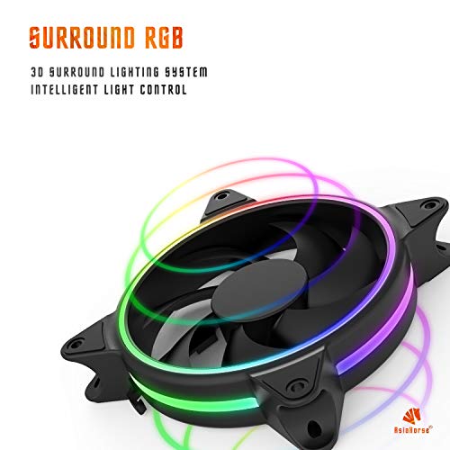 Asiahorse Solar ECLIPSEIII-120mm Three Light Loop RGB Interactive Music Cooling Fan for PC Case,Water Cooling Radiators System(1PACK Without Hub)
