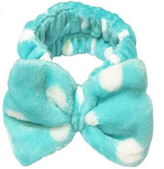 Turquoise Ribbon Bowknot Headband for Face Wash and Skin Care