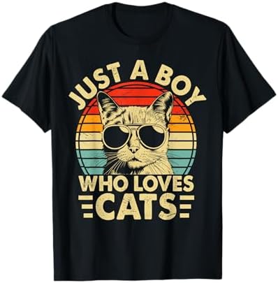 Amazon.com: Vintage Just A Boy Who Loves Cats Boy Kid Cat Lover