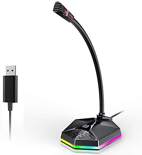 Versiontech Usbコンピュータマイク プラグアンドプレイpcゲームマイク ミュートボタン Rgbムードライト Imac デスクトップwindows Youtubeストリーミング用 ノートパソコン コンピューター Chromebook 高品質新品 Pc レコーディングポッドキャスト