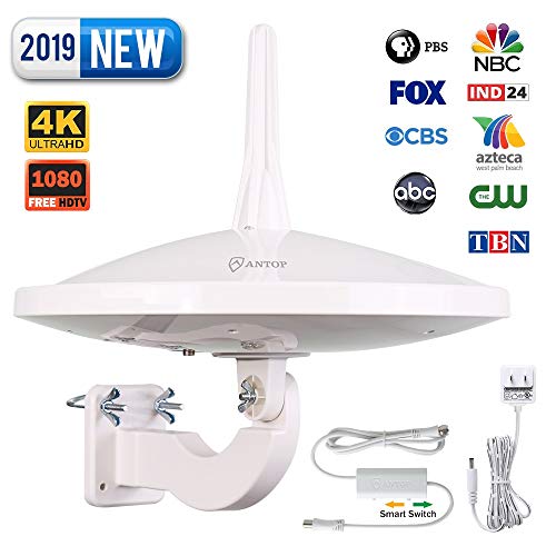 ANTOP UFO 720&deg;Dual-Omni-Directional Outdoor HDTV Antenna Exclusive Smartpass Amplifier &4G LTE Filter,Enhanced VHF/UHF Reception,Fit Outdoor/RV/Attic Use(33ft Coaxial Cable,4K UHD Ready)