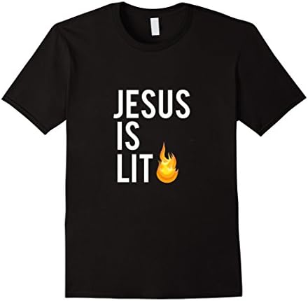 Men's Jesus Is Lit Christian T-Shirt Medium Black