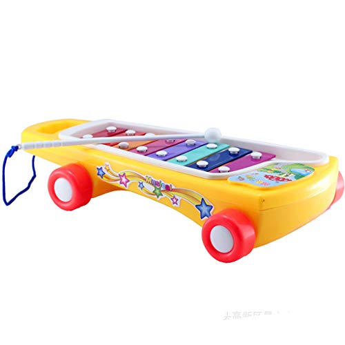 Hisoul Wooden Xylophone for Kids, Perfectly Sized Glockenspiel Musical Toy for Kids - Classic Whistle Glockenspiel Musical Instrument Toys, Great Gift for Kids and Friends (Yellow)
