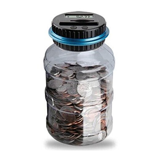 Kingspinner Piggy Bank Digital Counting Coin Bank Creative Large Money Saving Box Jar Bank LCD Display Coins Saving Gift (Dollar)