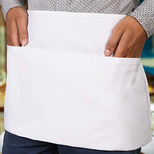 Utopia Wear 2 Pack Waitress Apron, Waist Aprons for Home and Kitchen, White - Thumbnail 2