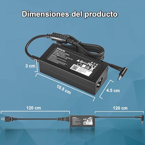 RORALMA 65W Cargador para HP EliteBook 840 850 845 830 820 G9 G8 G7 G6 G5 G4 G3, Adaptador ProBook 640 650 450 430 440 446 455 470 745 735 725 755