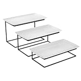 Love-KANKEI Tiered Serving Stand Tiered Serving Tray Free Combination for Party with 3 White Rectangular Platters to Display Food