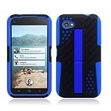 HTC First / M4 [AT&T] Hybrid Double Layer Armor Case w/ Built-in Kickstand ((Blue / Black))