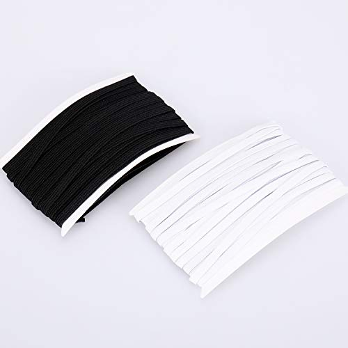 MOTOBA 10 Yards Elastic Bands for DIY Mask, 1/4 Inch Elastic for Sewing, Braided Elastic Band Elastic String Cord for Crafts (White)