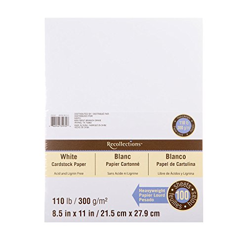 Recollections White Heavyweight Cardstock Paper, 8.5" X 11" 100