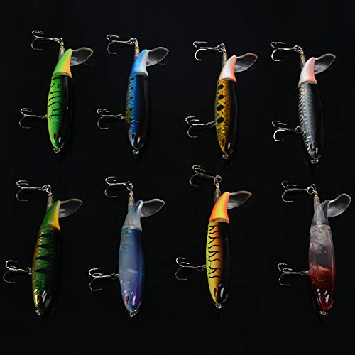 Yaootely 8 Pièces Séries10cm 13g Popper Flottant Leurre De Pêche Artificiel Appat Dur Queue Tournante De Wobbler…