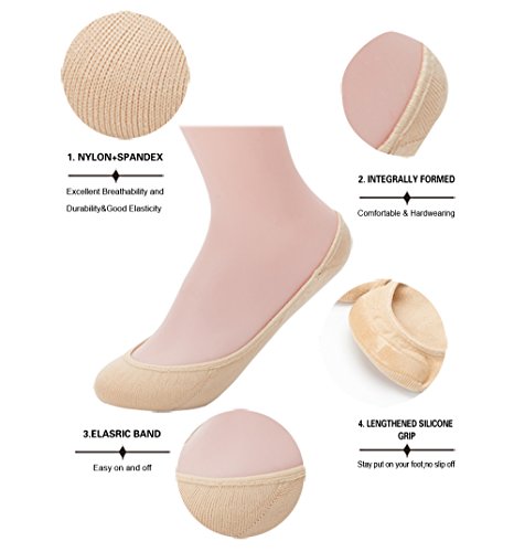 Ndoobiy 6 Pairs Women's No Show Socks Nonslip Invisible Socks Low Cut Liner Summer Socks for Flats High Heels Assort