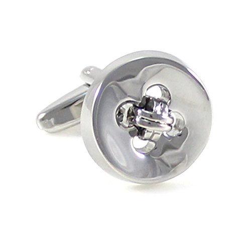 MENDEPOT Button Cufflinks with Box Rhodium Plated Round Button Cufflinks in Box
