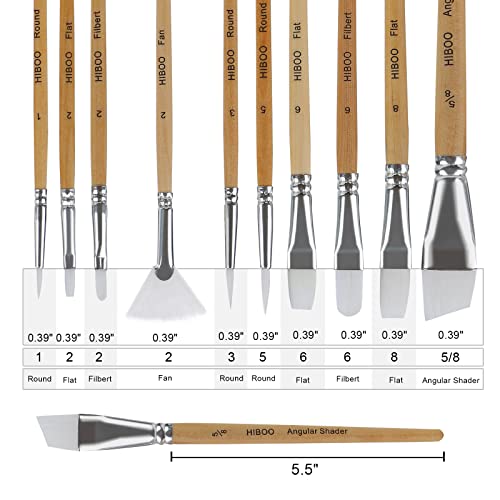 HIBOO Paintbrush Set-10 Art Nylon Hair Artist Painting Brush for Acrylic Watercolor and Gouache Painting