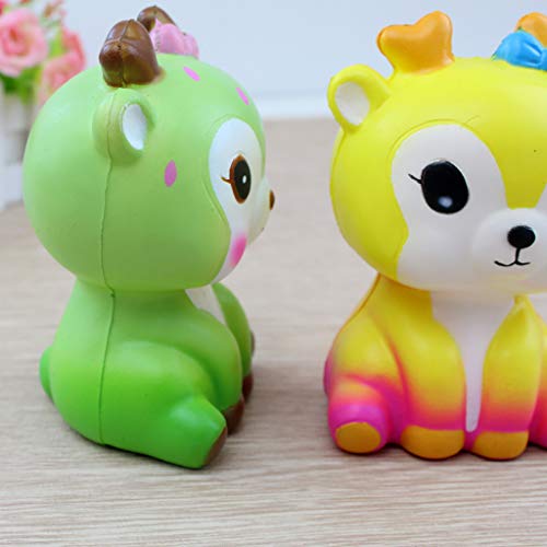 Naiflowers Mochi Squishy Toys, Deer Animal Slow Rising Toy Kawaii Toys, Squeeze Soft Stress Relief Toys hop Props Sensory Toy Party Favors for Kids Toddler Adults (Yellow) - Thumbnail 5