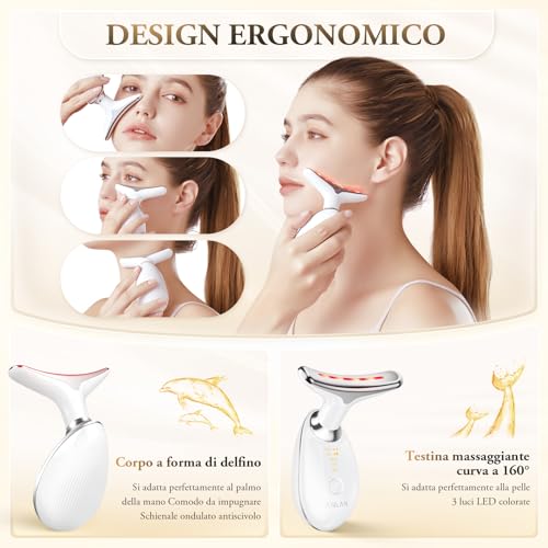 ANLAN Anti-Wrinkle Beauty Device, 45 °C Hot Compress Light Therapy EMS Face Massager Neck Lifting Firming for Face Toning, 5 Minute Off Timer