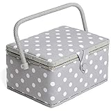 HobbyGift MRM/137 | Medium Sewing Basket Grey Spot Design