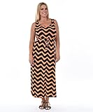 Allora Women's Plus Size Chevron Maxi Dress (2X, Orange/Black)