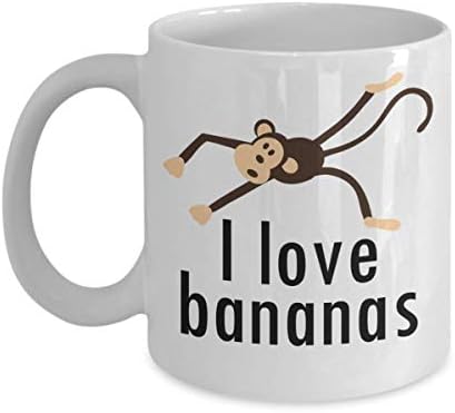 Funny Banana And Monkeys Lover Gift - 11Oz Ceramic Novelty Tea & Coffee Mug - I Love Bananas