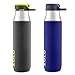 ZULU Studio Tritan Water Bottles with Silicone Grip, Leak Proof Flip Lid, BPA Free, Tasteless & Odorless, 32oz Grey/Violet Ice -2 Pack