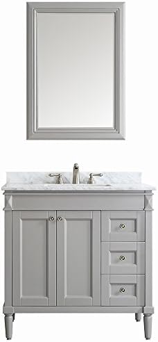 Vinnova 715036-GR-CA Catania 36" Vanity in Grey with Carrara White Marble Countertop with Mirror