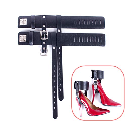 Romi S&M BDSM Adult Bondage Sexy High Heels Straps Bundling Locked Restraints Role Play Sex Toys with Adjustable Leather Straps for Couples (Black)