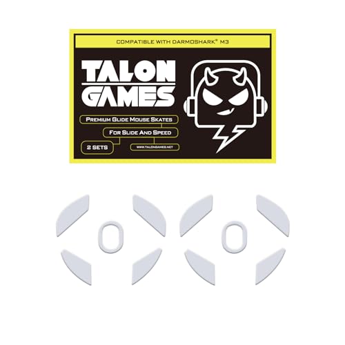 2Sets of TALONGAMES Rounded Curved Edges Mouse Feet Skates Compatible with Darmoshark M3 Gaming Mouse Feet Replacement,0.8mm,Pure PTFE Material with Super Smooth Glide Pads
