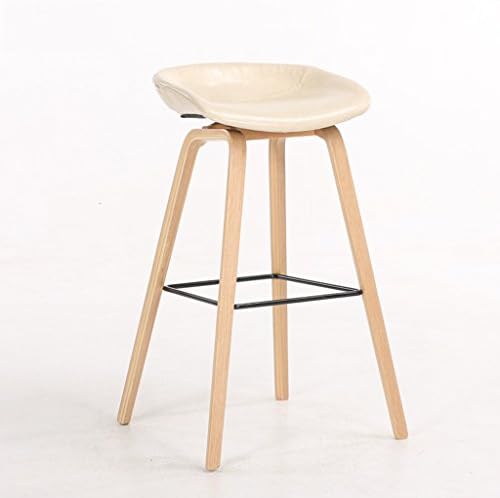 Yingui Handcrafted Barstool, Solid Mango Wood Traditional Stool, 100% Solid Oak Shade, 75cm High (Color : Beige)
