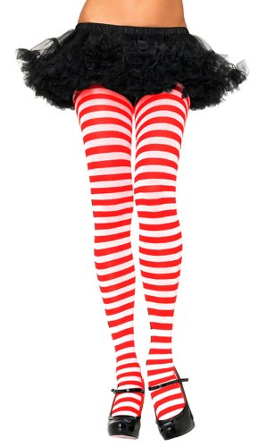 White & Pink Stripe Tights