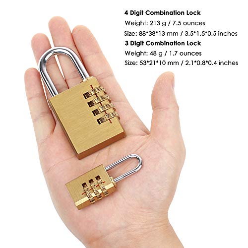 2 Pack Large & Small Combination Lock, Tiberham 4 Digit Padlock for Gym & Sports Locker, Fence, Toolbox, Cabinet, Hasp Storage, Heavy-duty Anti-Rust Keyless Resettable Combo with 3 Digit Mini 1-Pack - Thumbnail 4