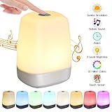 Tomshine Music Wake Up Night Light USB Powered Operated DC5V 3W Sensitive Touch Control Adjustable Brightness Dimmable 3 Levels Warm White Lamp Color Changing LED Display Custom Alarm Time System Buil