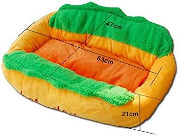 Mylovepets Pet Hot Dog Style Comfrotable Zippered Dog and Cats Yellow and Green Bed