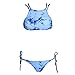 Ayliss Women Tie Dye Bandage Push up Padded Bikini Set with Side-tie Bottom US2 Blue