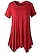 LARACE Womens Swing Tunic Tops Loose Fit Comfy Flattering T Shirt (L, Wine Red)