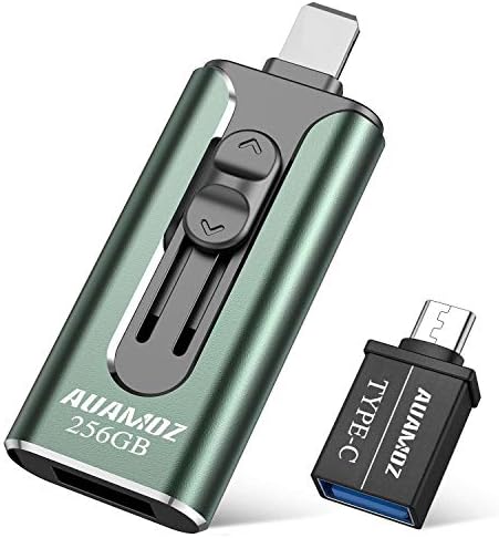 USB3.0 Flash Drives 256GB, AUAMOZ Memory Drive 256GB Photo Stick Compatible with Mobile Phone & Computers, Mobile Phone External Expandable Memory Storage Drive, Take More Photos & Videos (Dark Green)