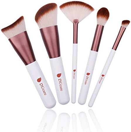 DUcare Makeup Brushes 5Pcs Professional Travel Foundation Contour Powder Fan Essential Make Up Tool