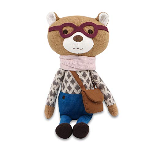 The Peanutshell Soft Knit Stuffed Animal Toy - Charlie The Bear Childhood Lovey, Made from Cuddly and Huggable Knit Sweater Material and Super Soft Stuffing