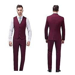 UNINUKOO Men Suits Slim Fit 3 Piece 1 Button
