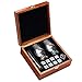 Whiskey Stones and Whiskey Glass Gift Boxed Set - 8 Granite Chilling Whisky Rocks + 2 Crystal Glasses in Wooden Box - Great Gift for Father's Day, Dad's Birthday or Anytime For Dad