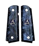 Ajax Custom Grips - Black pearlite - Fits 1911 Government Full-size - Pearlite with Blue Colt Coin (Black with Blue Colt Coin)