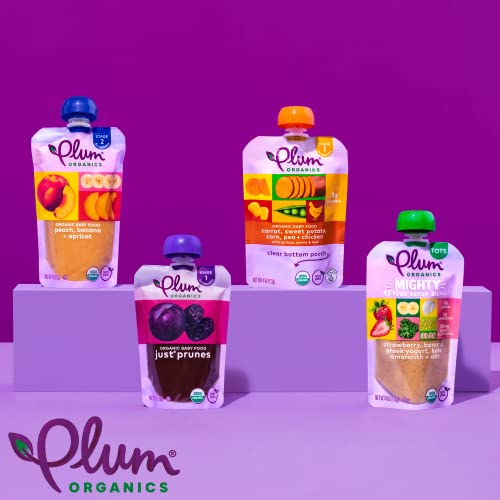 PLUM ORGANICS STAGE 2, ORGANIC BABY FOOD, PEAR, SPINACH, AND PEA, 4 OUNCE, NEW LOOK, PACKAGING MAY VARY.