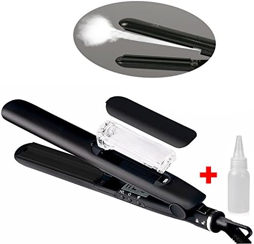 Professional Steam Spray Hair Straightener, IBRAVEBOX 2 in 1 Ceramic Tourmaline Flat Iron Hair Curler Salon Vapor Heater Hair Straightening Iron with Locking Switch