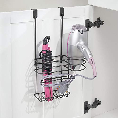 mDesign Metal Over Door Hair Care Styling Tool Storage Organizer