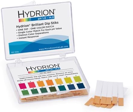 Hydrion Brilliant Dip Stiks, pH Range: 1-14, 100 stiks/pack - 7800 - EACH