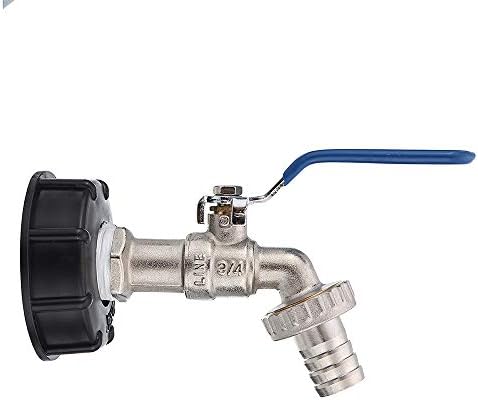 S60x6 IBC Faucet Tank Drain Adapter to Brass Garden Tap with 3/4 inch Brass Nozzle Hose Thread Outlet Tap Connector Valve Fitting Parts for Home Garden