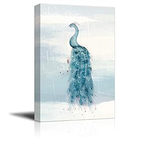 Canvas Wall Art Beautiful Peacock Dreaming Painting Artwork for Home Prints Framed - 12x18 inches