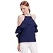 BELLA PHILOSOPHY Women's Chiffon Blouse Shirt With Halter Cami Off Shoulder Ruffles Flounce Long Sleeve Details … (XL, Navy Blue)