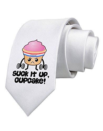 TooLoud Suck It Up Cupcake Design Printed White Neck Tie