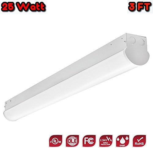 3' Foot Covered LED Strip Light by Cost Less Lighting - 25 Watt - 4000 Kelvin - 3,250 Lumens - Replaces Fluorescent Strips - Perfect for Schools, Hospitals, Offices, &amp; Stores - 5 YR Warranty