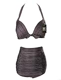 Surenow Women Vintage 50s top bottom High Waist Bohemia Tribal Halter Bikini Swimsuit